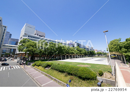 名古屋 栄 都市風景 エンゼルブリッジからの眺め エンゼル広場の写真素材