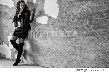 rocker girl stockings black leather jackets rocker girl stockings black leather jackets 22773346
