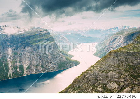 Scenic View From Rock Trolltunga - Troll Tongue In Scenic View From Rock Trolltunga - Troll Tongue In 22773496