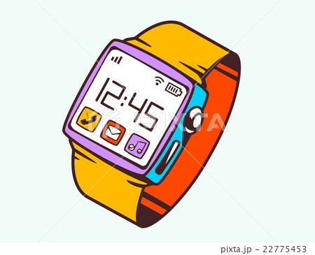 Vector illustration of red smart watch with button 22775453