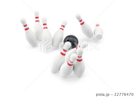 Bowling ball and skittles isolated on white 22776470