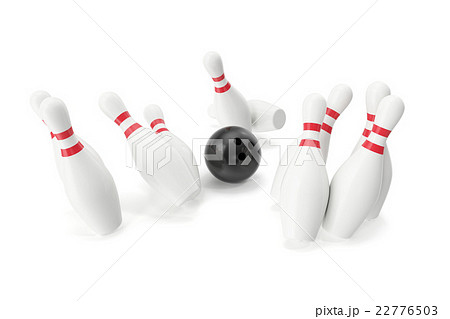 Bowling ball and skittles isolated on white Bowling ball and skittles isolated on white 22776503