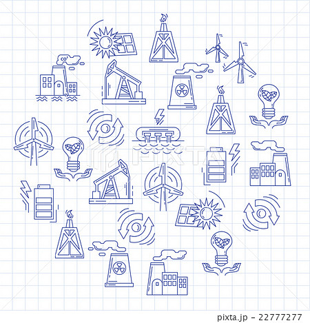 Energy Ecology and Pollution Vector set of icons 22777277