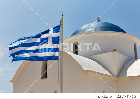 Greek orthodox church with national flag 22778755