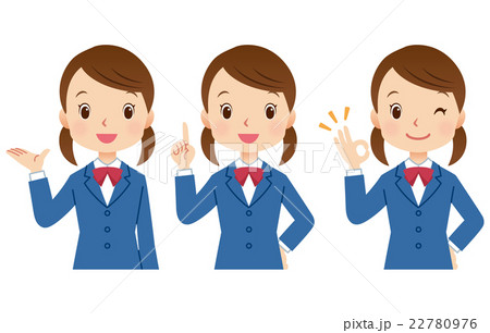 学生　女の子　表情セット 22780976