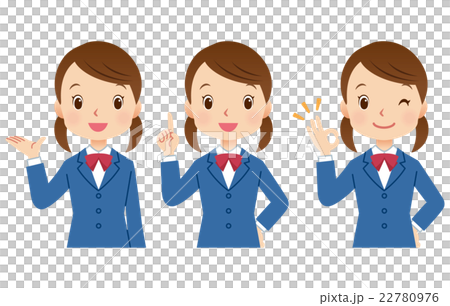 学生　女の子　表情セット 22780976