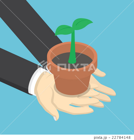 Businessman holding sprout or little plant Businessman holding sprout or little plant 22784148