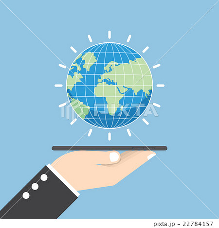 Businessman hand holding tablet with globe 22784157