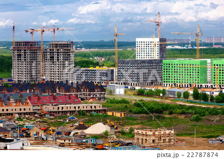 Cranes on a construction site. Industrial image 22787874