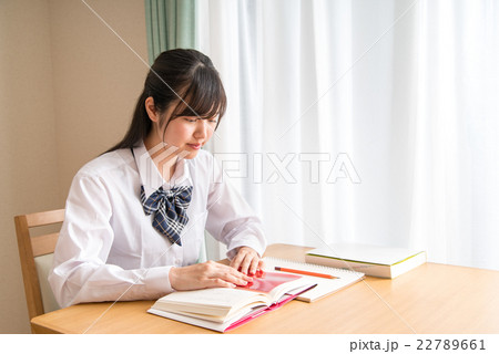 自宅で勉強をする女子高生 自宅で勉強をする女子高生 22789661