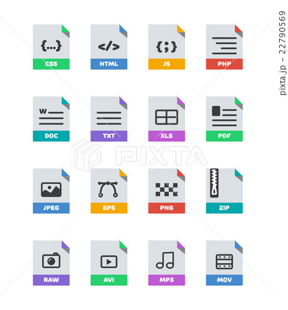 Flat colorful vector file format icons set Flat colorful vector file format icons set 22790569