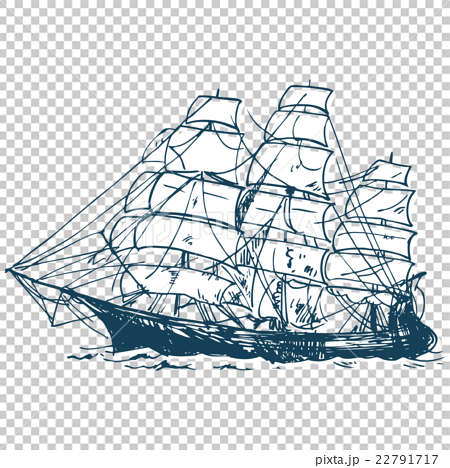 マリンアイテム 帆船のイラスト素材