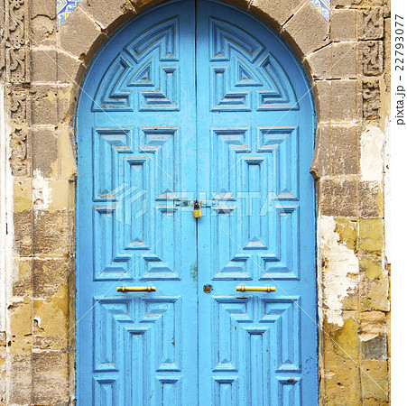 antique door in morocco africa blue wood   22793077