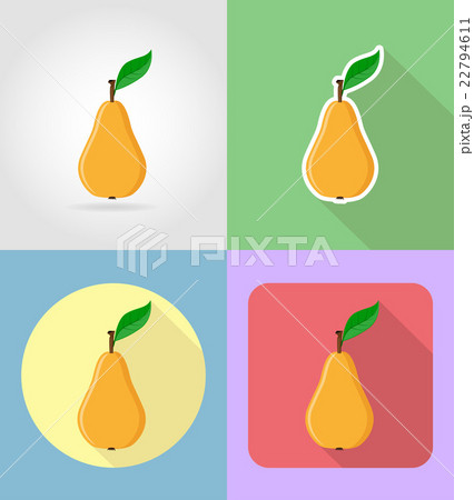pear fruits flat set icons with the shadow vectorのイラスト素材 [22794611] - PIXTA