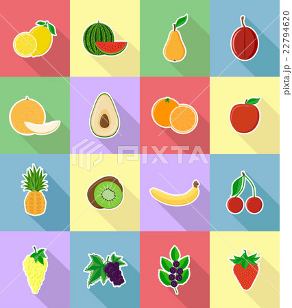 fruits flat set icons with the shadow vector fruits flat set icons with the shadow vector 22794620