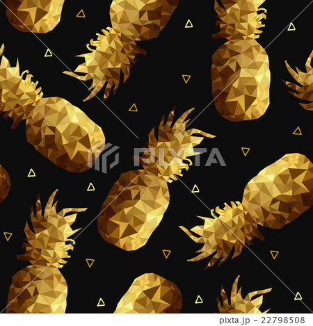 Gold pineapple background in low poly for summer 22798508
