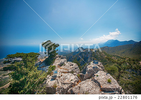 Castle ruins Saint Hilarion , Cyprus . summer rest 22801176