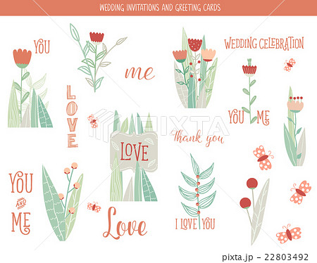 Wedding invitation card with romantic flower templates 22803492