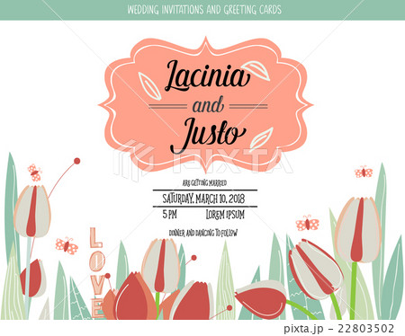 Wedding invitation card with romantic flower templates 22803502