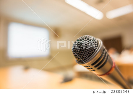 Black microphone in conference room ( Filtered image processed vintage effect. ) 22805543