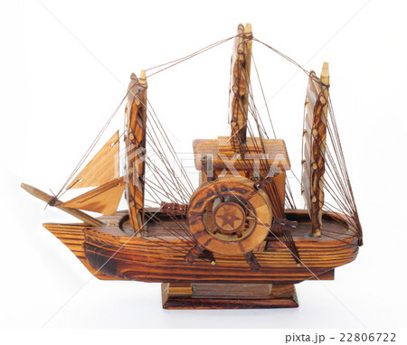 Boat wood musical box on white background. Boat wood musical box on white background. 22806722