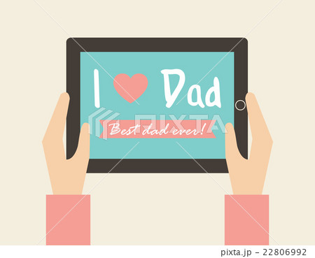Hand holding tablet with online greeting card. Hand holding tablet with online greeting card. 22806992