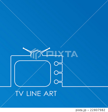 White TV on blue background, abstract line  22807982