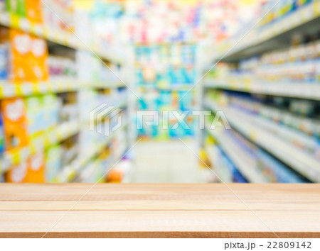 Wooden empty table in front of blurred background Wooden empty table in front of blurred background 22809142