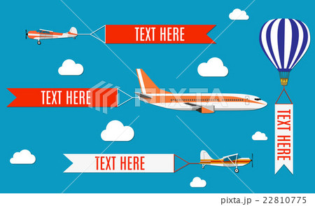Aeroplane, planes, biplane and hot air balloon. 22810775