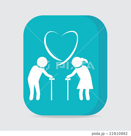 Elderly couple with love symbol. Elderly couple with love symbol. 22810892