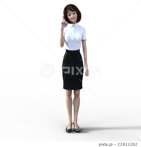 ワンポイントする若いオフィスガール　perming3DCG イラスト素材 22811262
