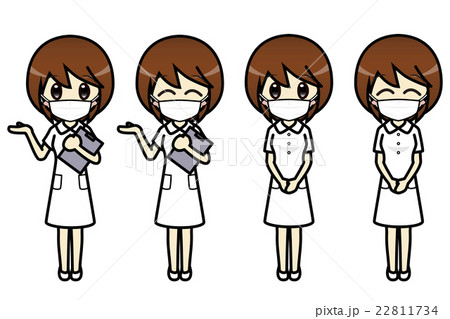会話・表情イラスト集　看護師（マスク）　女性　案内 22811734