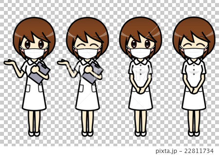 会話・表情イラスト集　看護師（マスク）　女性　案内 22811734