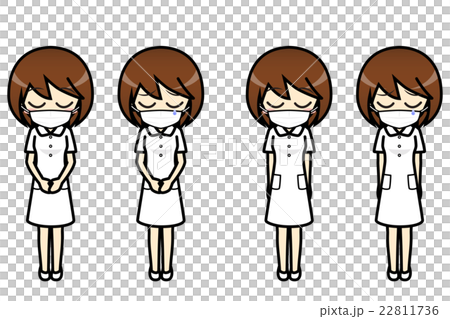 会話・表情イラスト集　看護師（マスク）　女性　謝罪 22811736