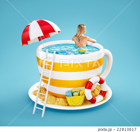 Cute young woman swims 22813617