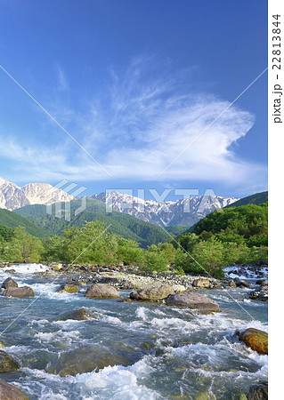 信州長野 北アルプスの山々と青空 信州長野 北アルプスの山々と青空 22813844