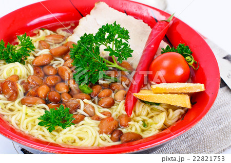Soup with Beans and Noodles on Ham Soup with Beans and Noodles on Ham 22821753