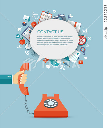 Flat illustration of hand holding phone with icons Flat illustration of hand holding phone with icons 22822233