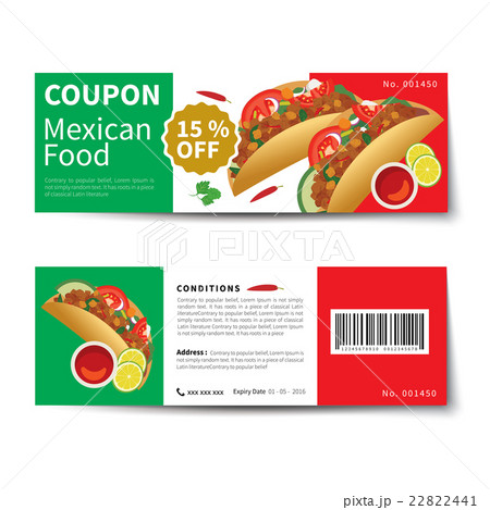 mexican food coupon discount template flat design 22822441
