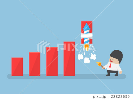 Businessman use rocket fireworks to increase graph 22822639