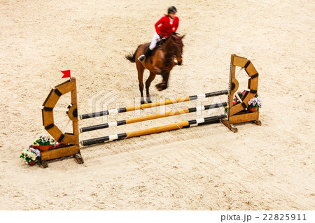Equitation. show jumping horse and rider over jump 22825911
