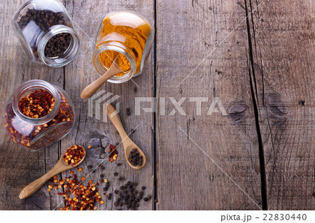 Chili flakes,black peper and turmeric 22830440