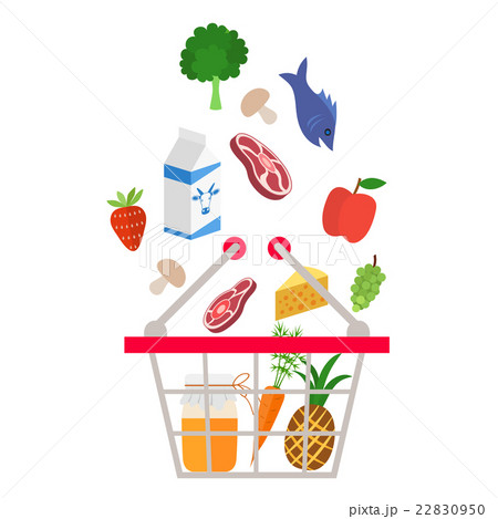 Food and drink falling down into the basket 22830950