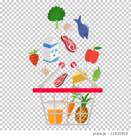 Food and drink falling down into the basket 22830950