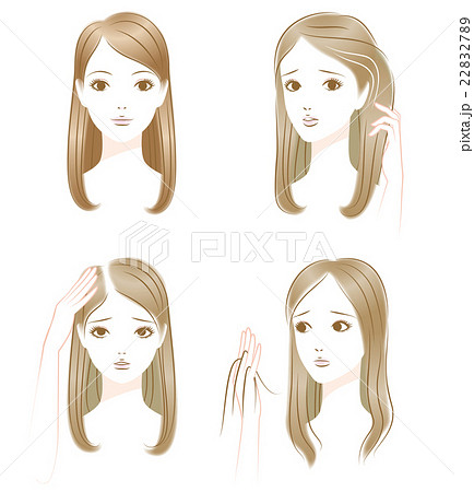 髪の悩み 白髪 薄毛 抜け毛のイラスト素材 2227