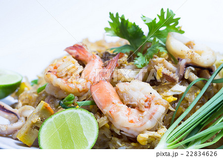 Seafood pad Thai dish of fried rice noodles 22834626