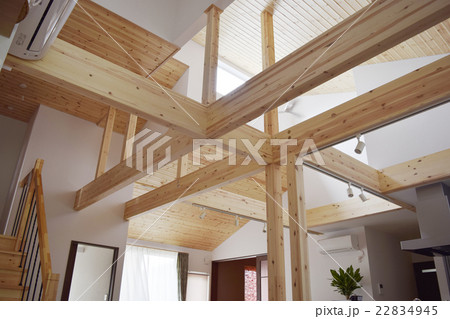 ライフスタイル　ソファ　リビング　吹き抜け　梁　空間　マイホーム　新居　新生活　新築　一軒家　 22834945