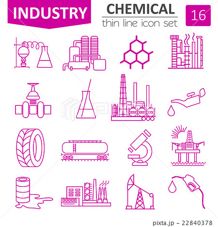 Chemical industry icon set. Thin line icon design 22840378