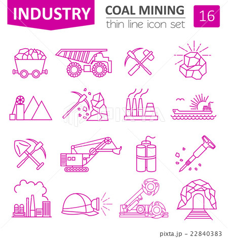 Coal mining icon set. Thin line icon design Coal mining icon set. Thin line icon design 22840383