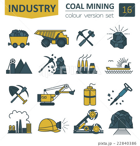 Coal mining icon set. Colour version design Coal mining icon set. Colour version design 22840386